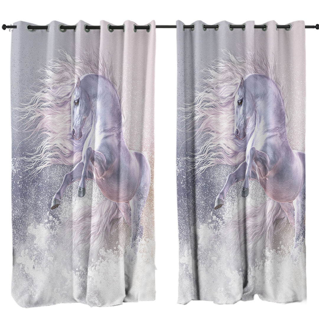 Snow Ghost a Stunning White Horse Drapes and Curtains