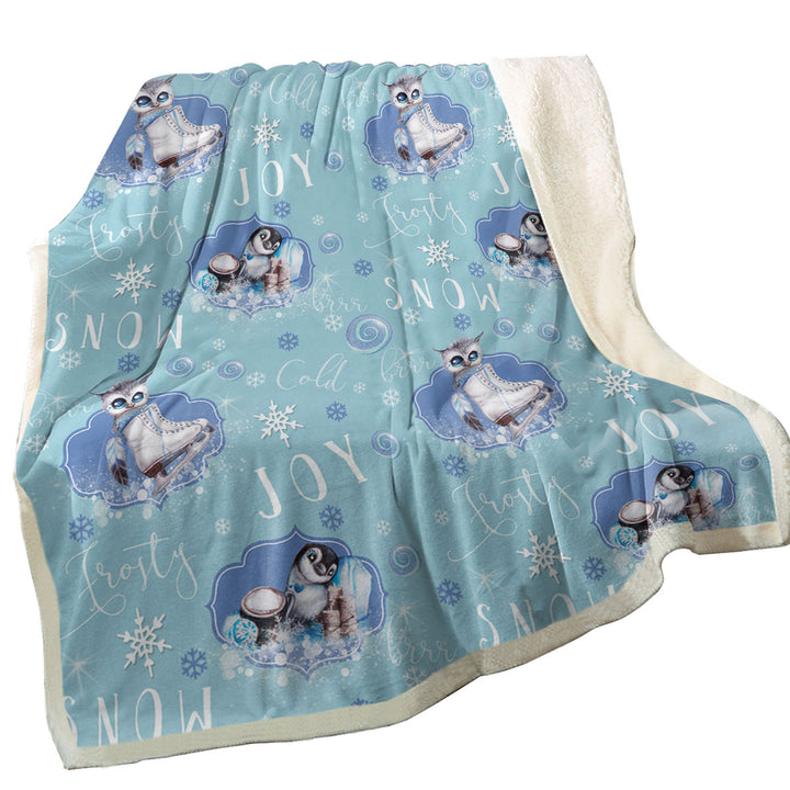 Snowflakes Winter Owl Penguin Pattern Throws