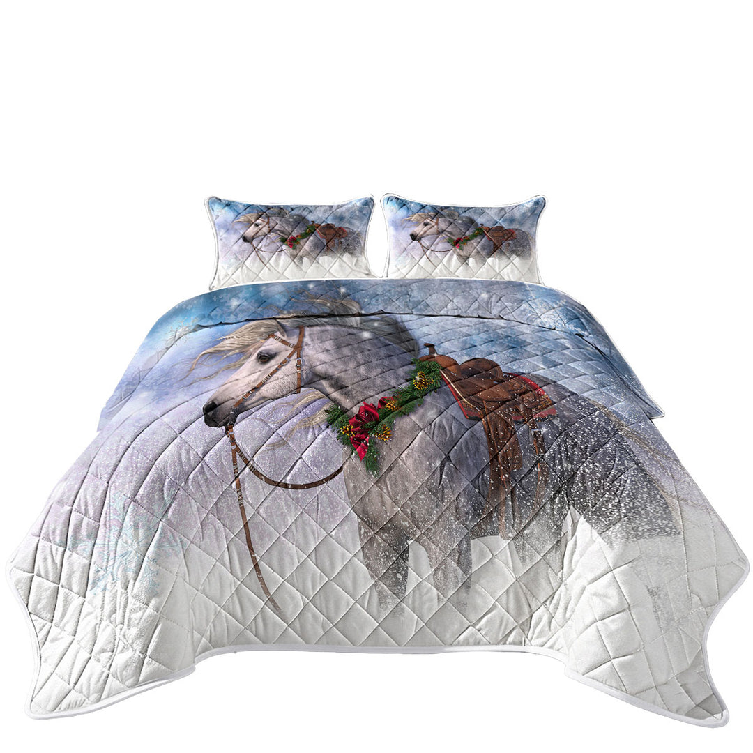 Snowy Christmas with White Horse Quilts for sale