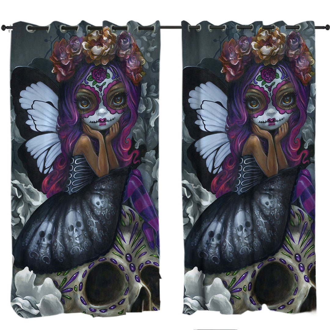 Soulful Spirits Day of the Dead Girl and Skulls Curtains for Living Room