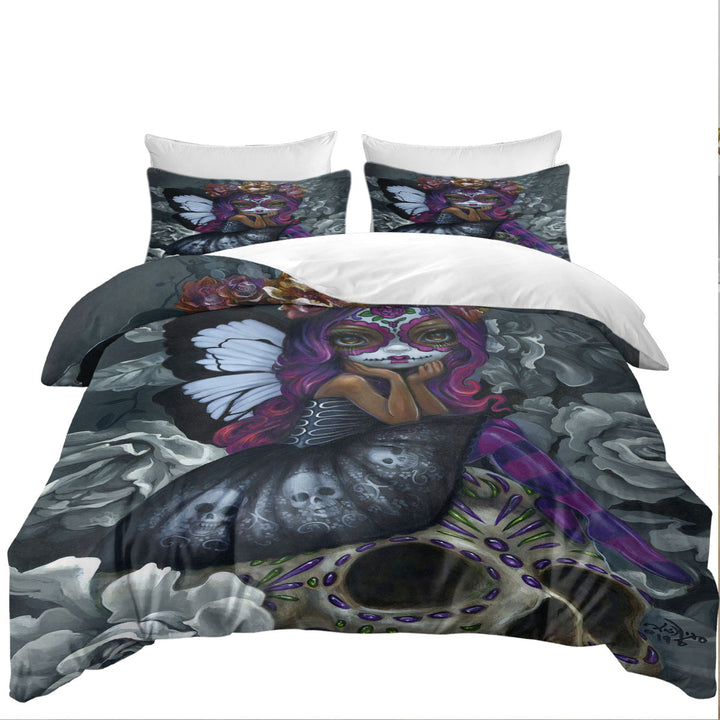 Soulful Spirits Day of the Dead Girl and Skulls Queen Size Duvet Cover