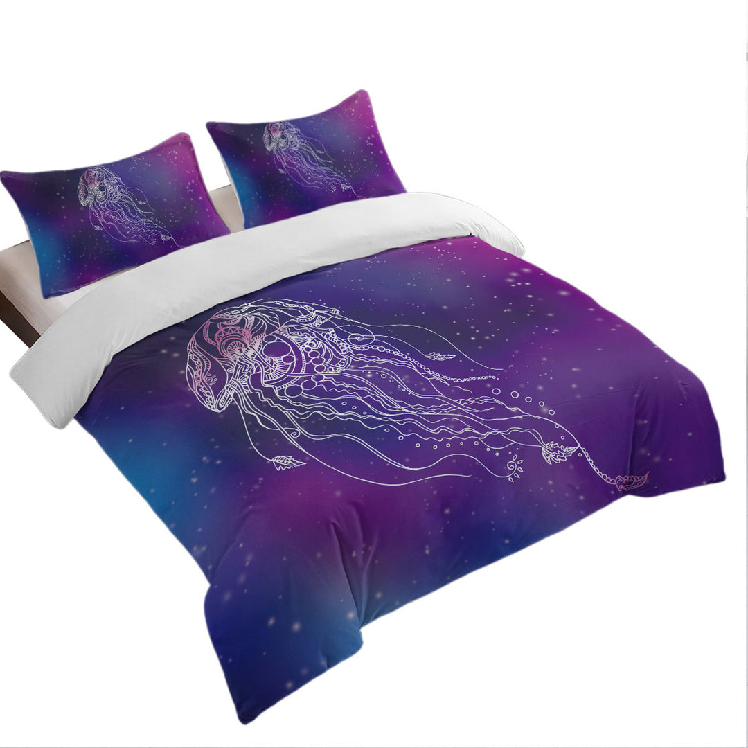 Space Background Jellyfish King Duvet Cover set