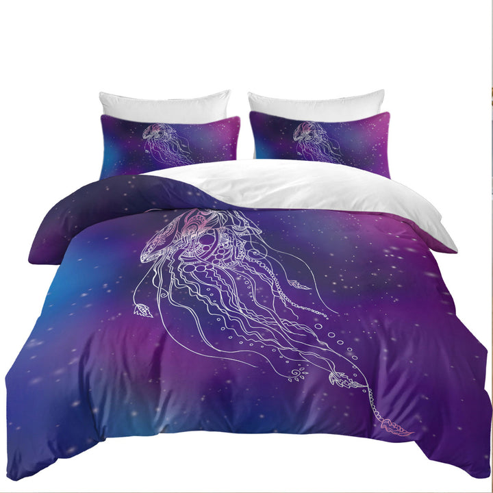 Space Background Jellyfish King Size Duvet Cover