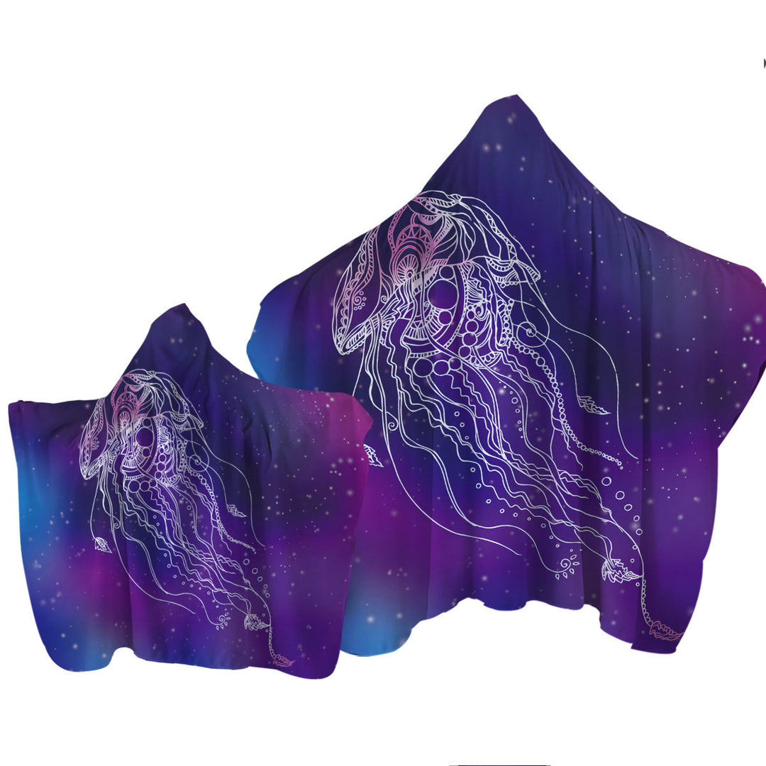 Space Background Jellyfish Towel Hoodie