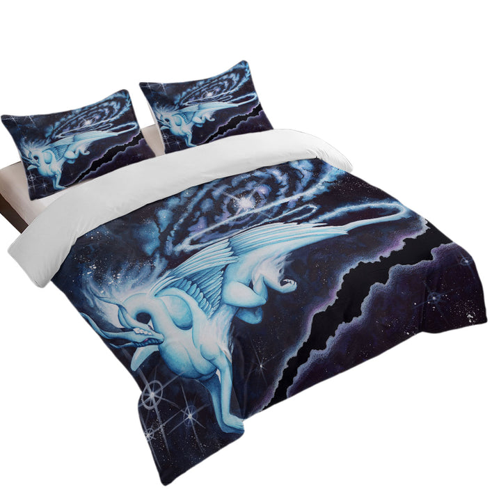 Space Galaxy Dragon Soaring through the Cosmos California King Duvet Cover