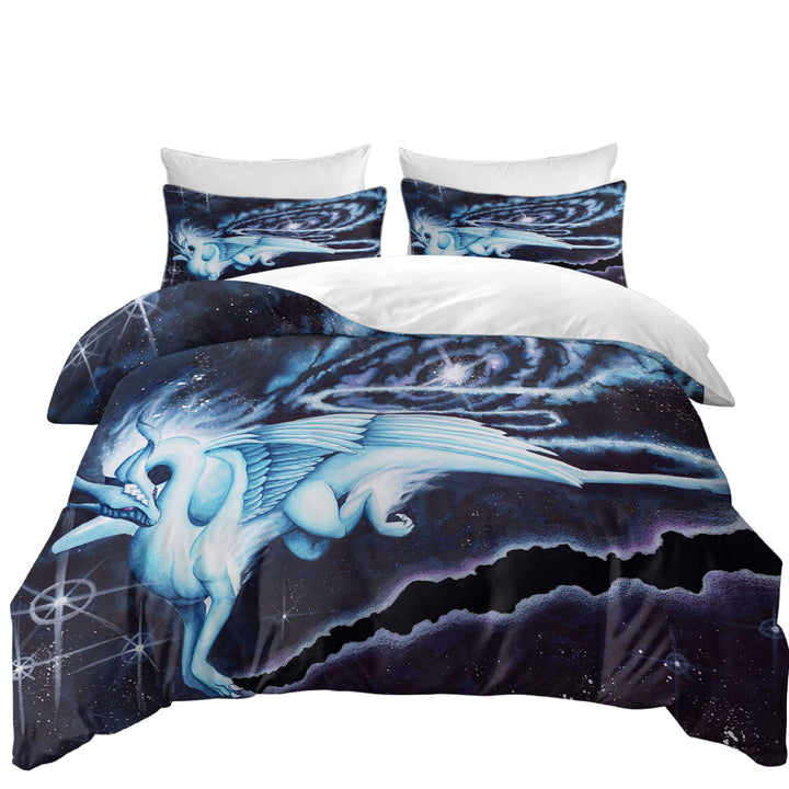 Space Galaxy Dragon Soaring through the Cosmos Duvet Cover