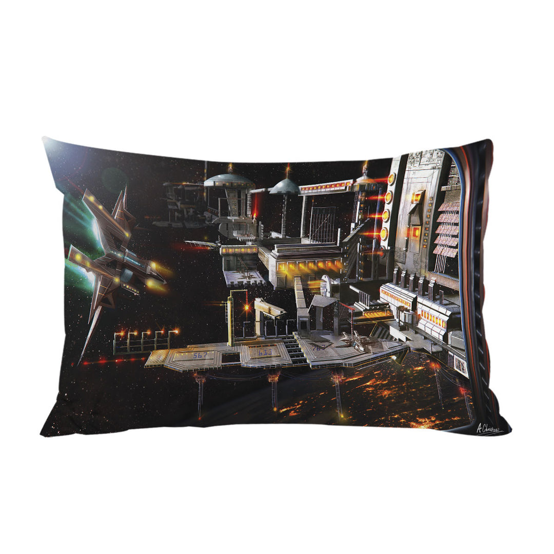 Space Station Landing Bay Science Fiction Art Pillow Cases