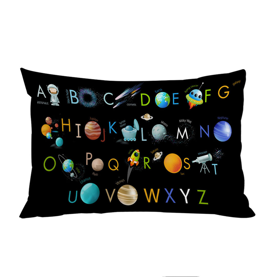 Space Themed Alphabet for Kids Pillow Cases