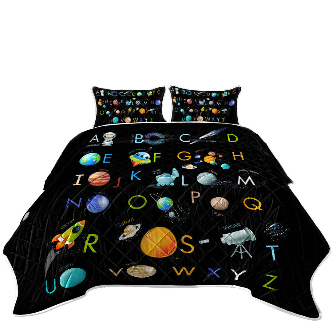 Space Themed Alphabet for Kids Quilts