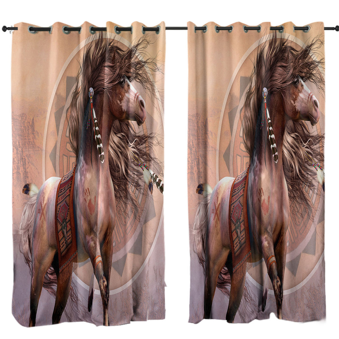 Spirit Warrior Horse Native American Art Curtain