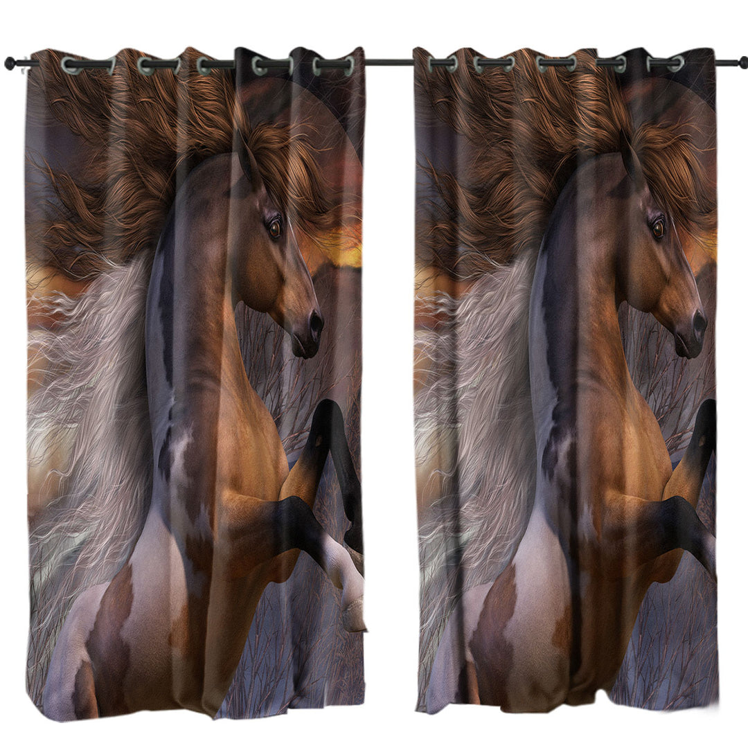 Spirit of the Wild Brown White Horse Curtains