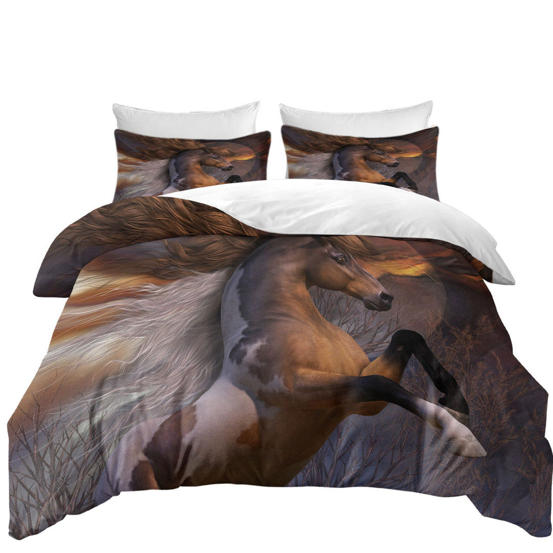 Spirit of the Wild Brown White Horse Duvet Cover