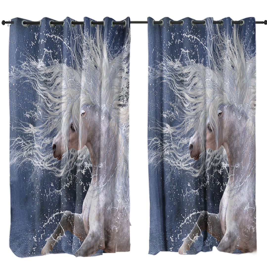 Splash Wild White Horse Curtains