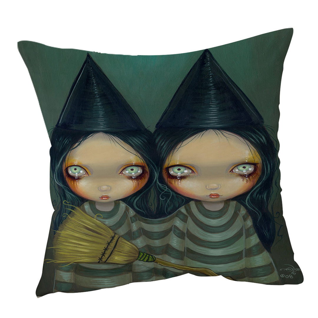 Spooky Cushion Covers for Halloween Design Siamese Witch Twins