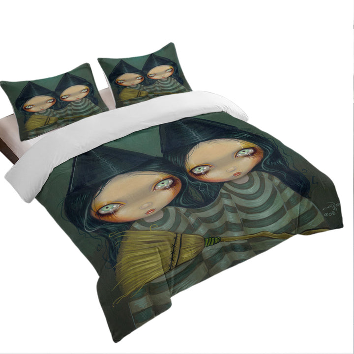 Spooky Halloween Design Siamese Witch Twins Good Duvet Covers