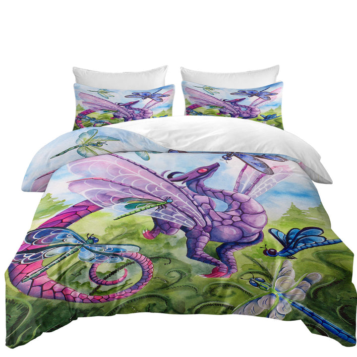 Spring Dragon and Dragonflies Duvet Covers