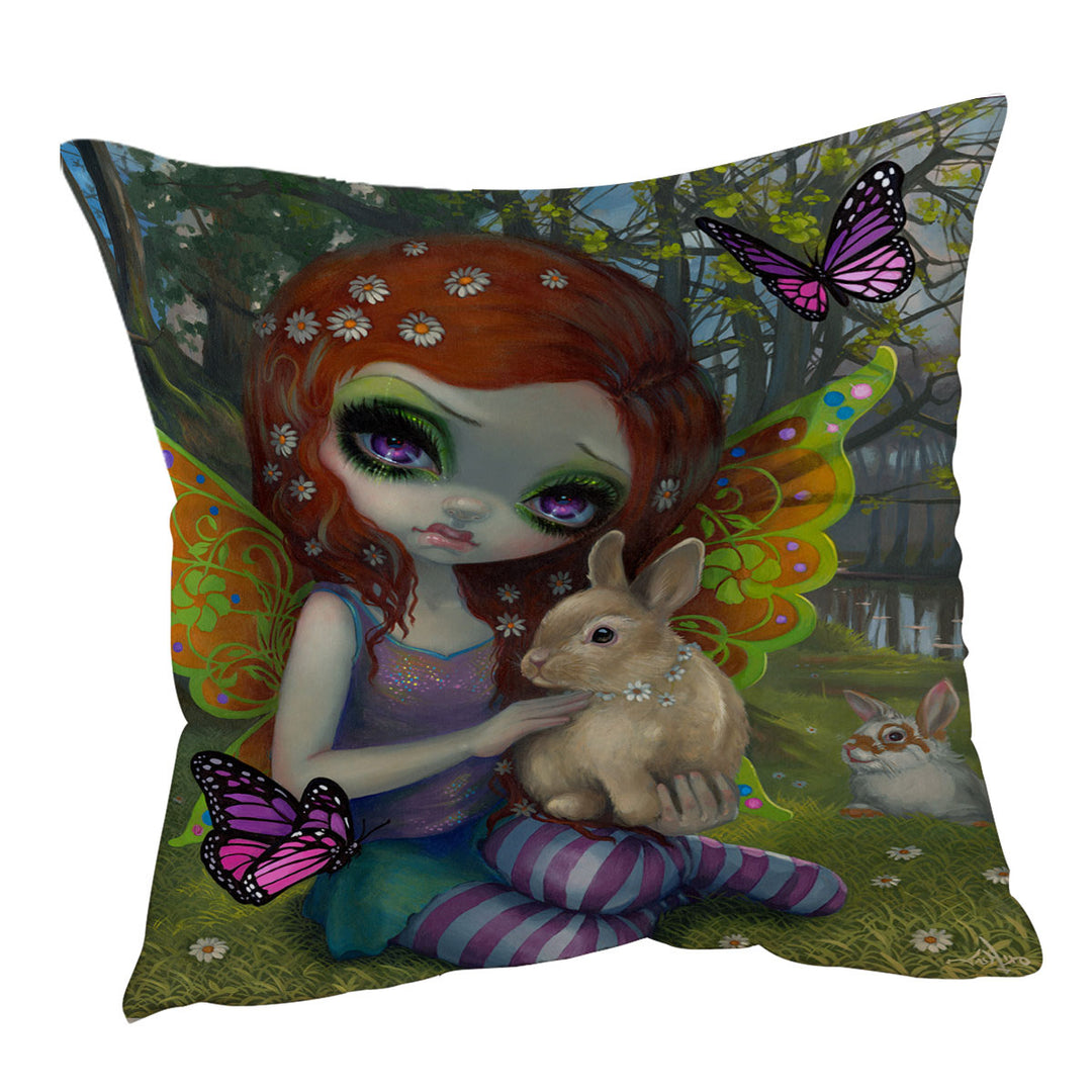 Spring Fairy by the Lake with Bunnies Cushion Cover