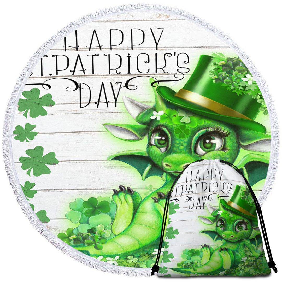 St Patricks Day Big Beach Towels Green Clover St Patricks Day Lil Dragon