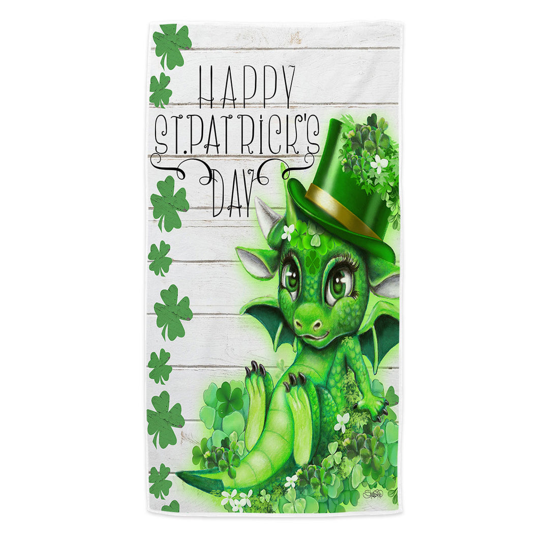 St Patricks Day Pool Towels Green Clover St Patricks Day Lil Dragon