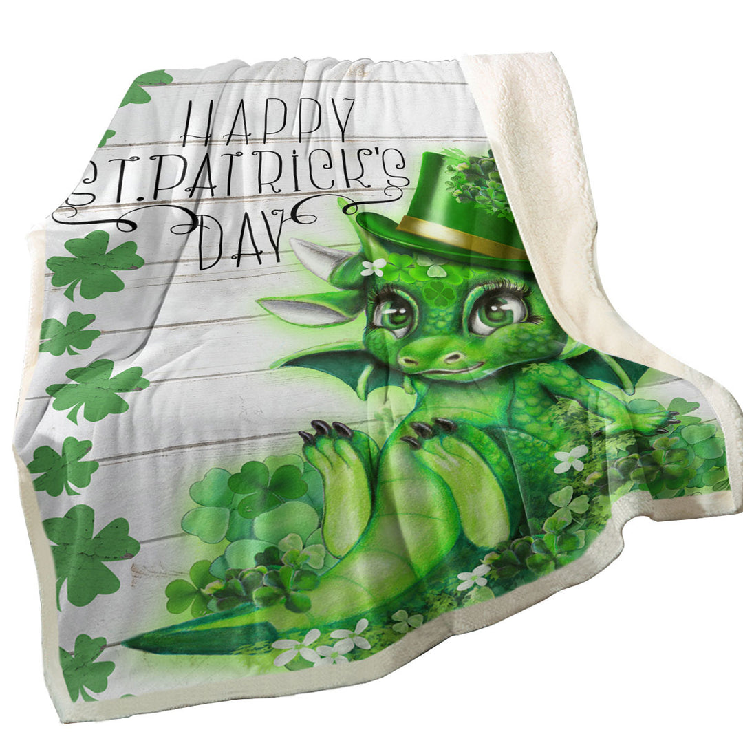 St Patricks Day Throws Green Clover St Patricks Day Lil Dragon