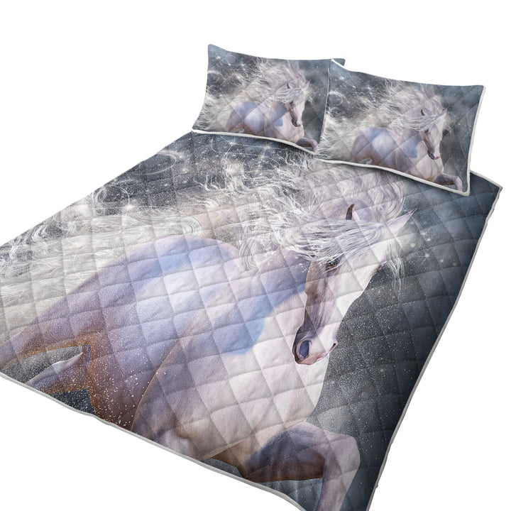 Stardust Magical Wild White Horse Coverlets