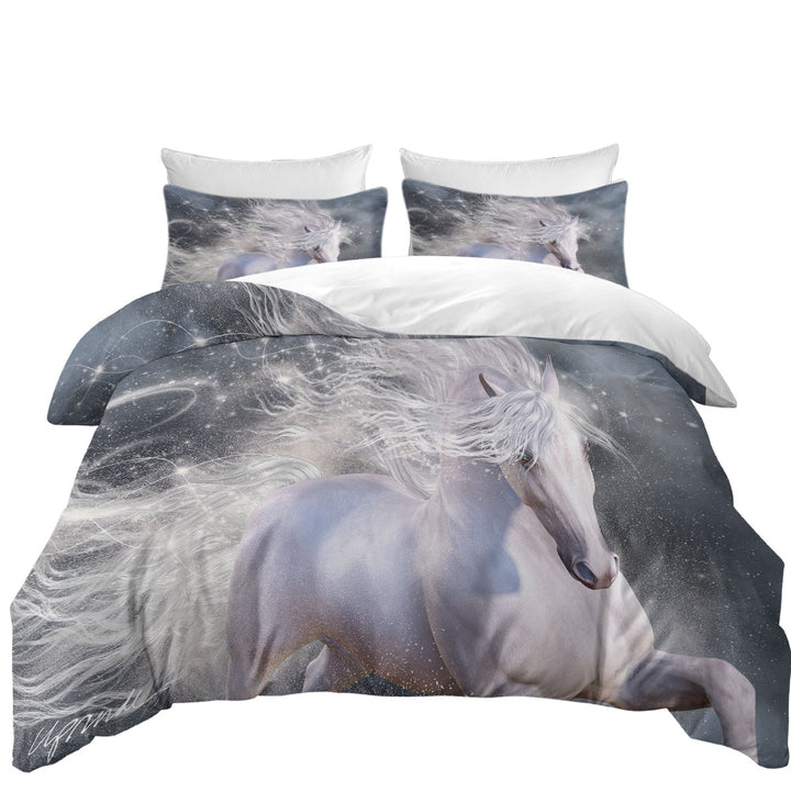 Stardust Magical Wild White Horse Duvet Covers