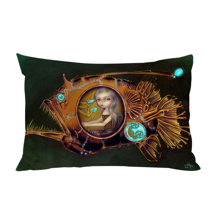 Steampunk Anglerfish Submarine Violet Eyed Girl Pillow Cases