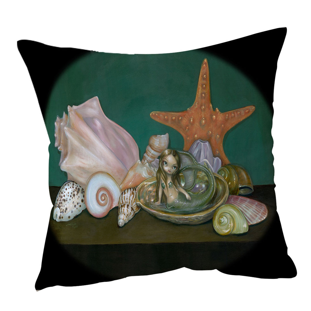 Still Life With a Mermaid and Sea Shells Cushion Covers