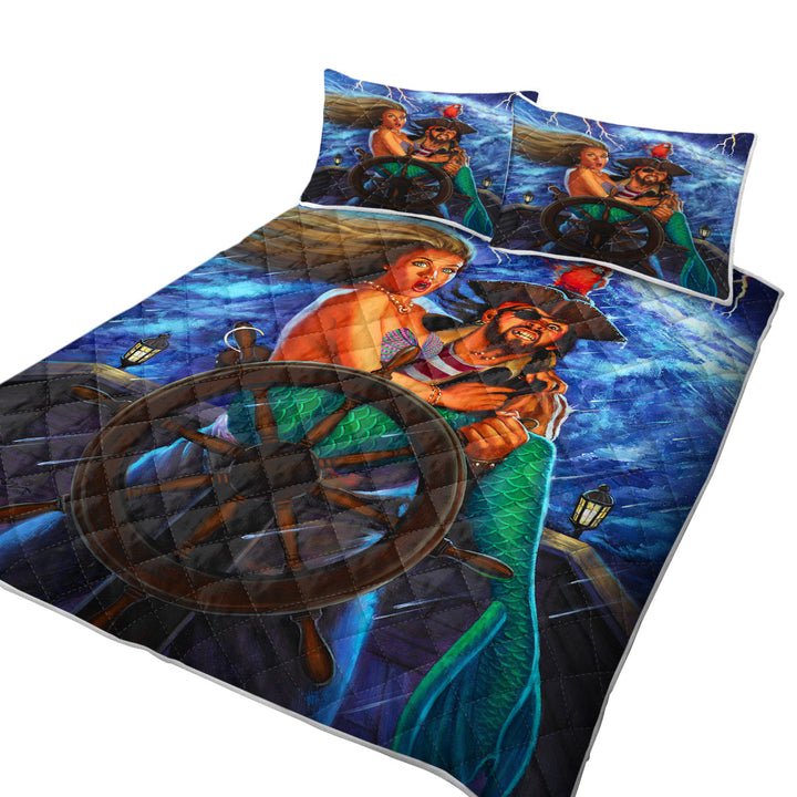 Stormy Ocean Pirate and Mermaid Fun Honeymoon Quilts