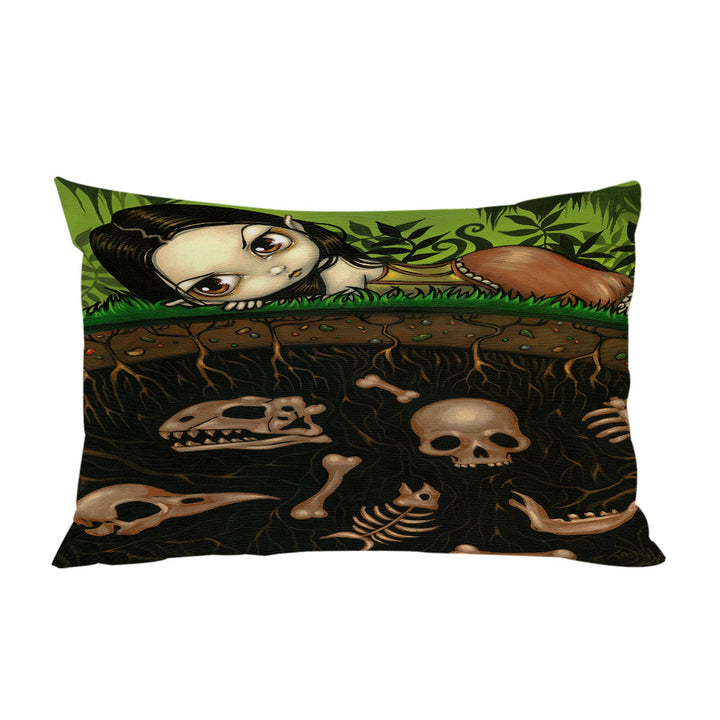 Strange Forest Girl and the Bones in The Ground Pillowcase