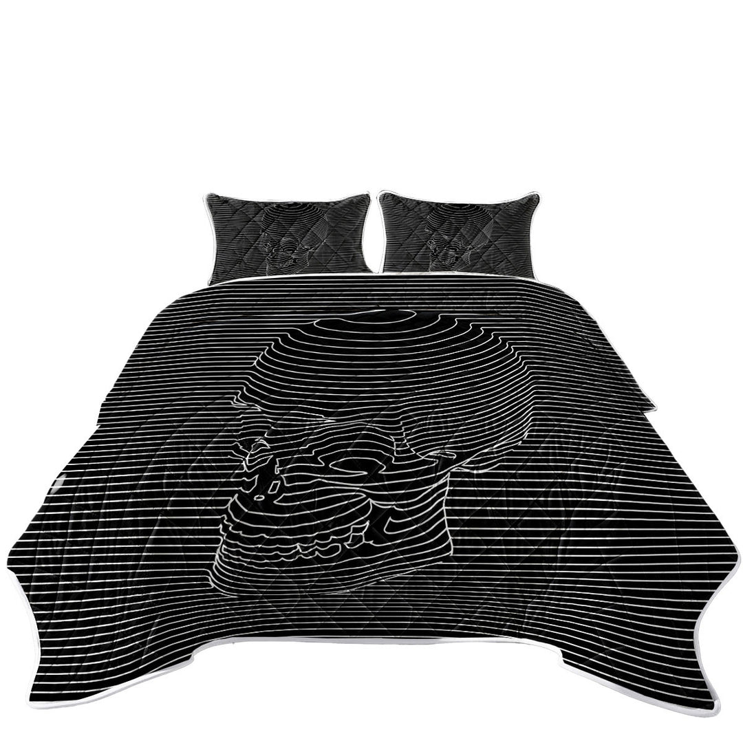 Striped 3D Skull California King Quilt Sets