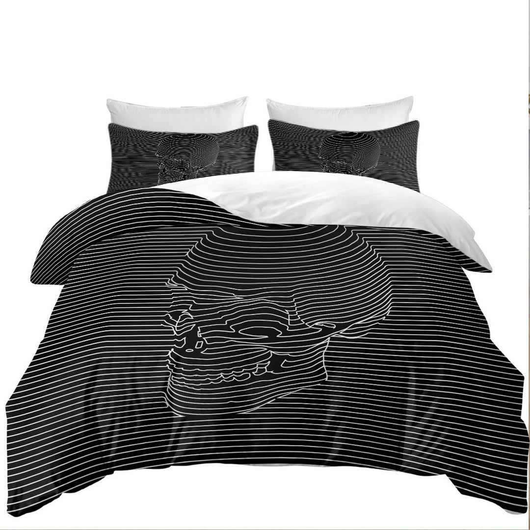 Striped 3D Skull Comforter Cover