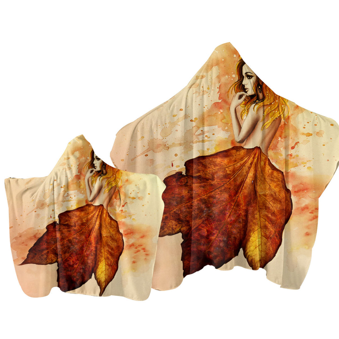 Stunning Art Painting Miss Autumn Towel with Hood