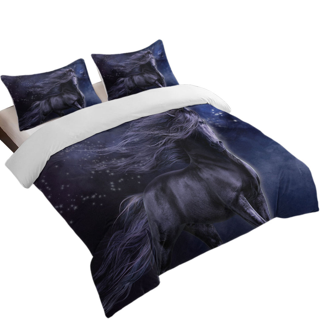 Stunning Black Horse the Black Thunder Horses Art Oversized King Duvet Cover