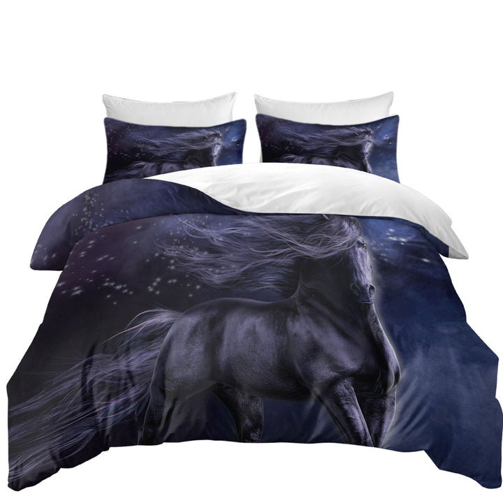 Stunning Black Horse the Black Thunder Horses Art Queen Size Duvet Cover