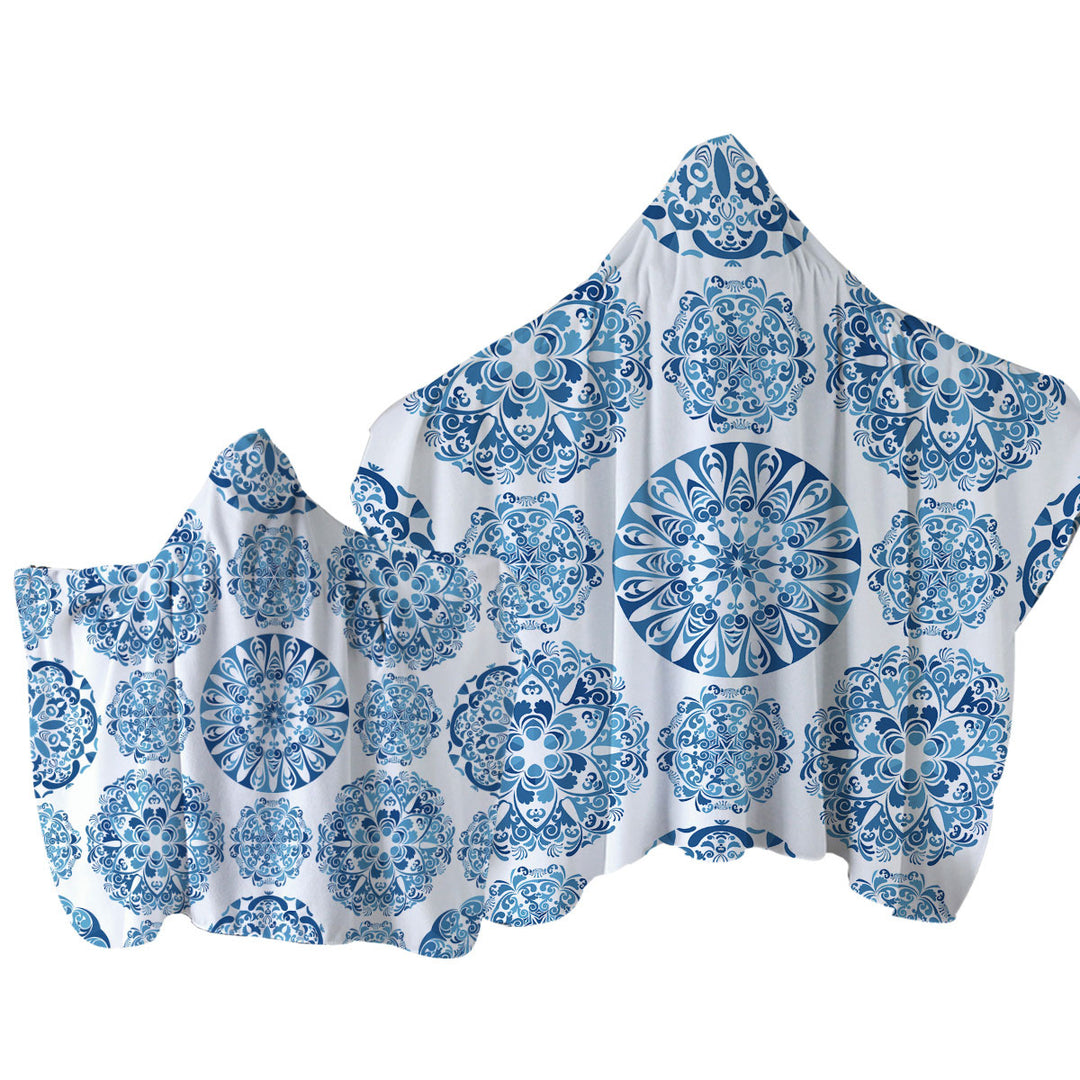 Stunning Blue Turquoise Moroccan Mandalas Towel Hoodie