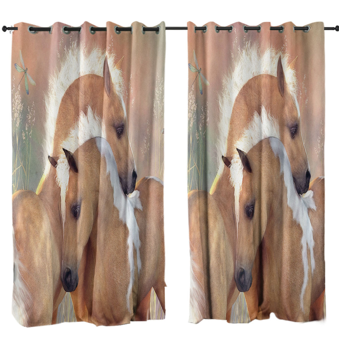 Summer Dreams Cute Horses Art Window Curtains