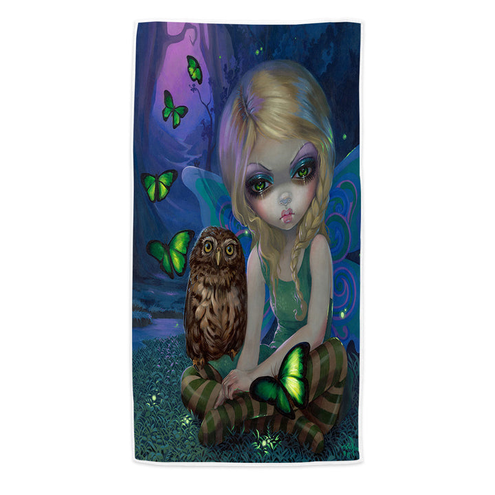 Summer Fairy with Her Owl Pool Towels