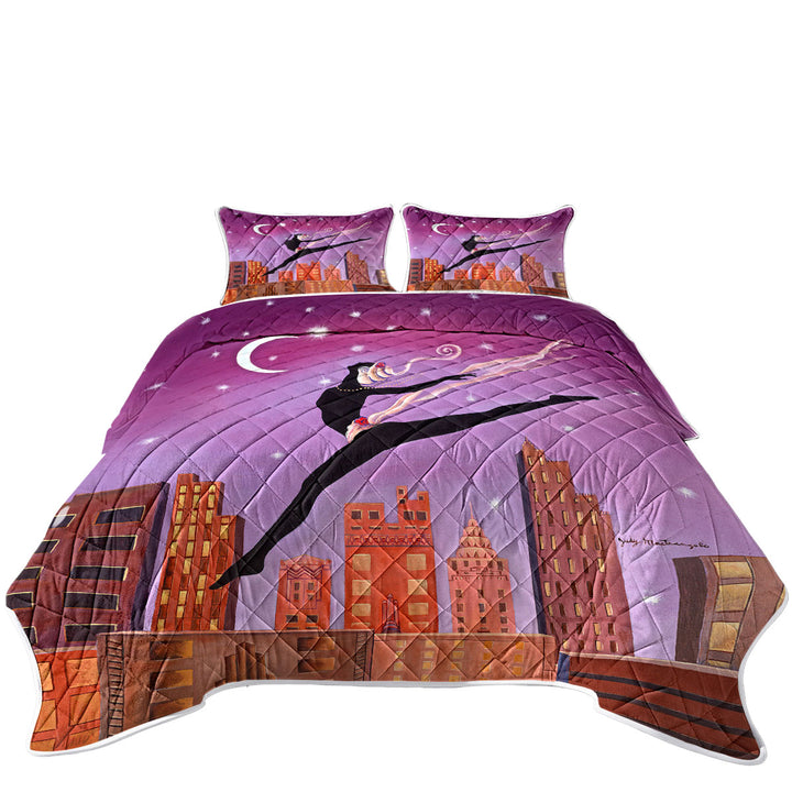 Summer Quilt with Art Deco Leap Night City Dancing Painting