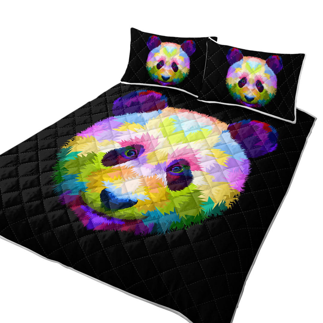 Summer Quilt with Colorful Panda Head