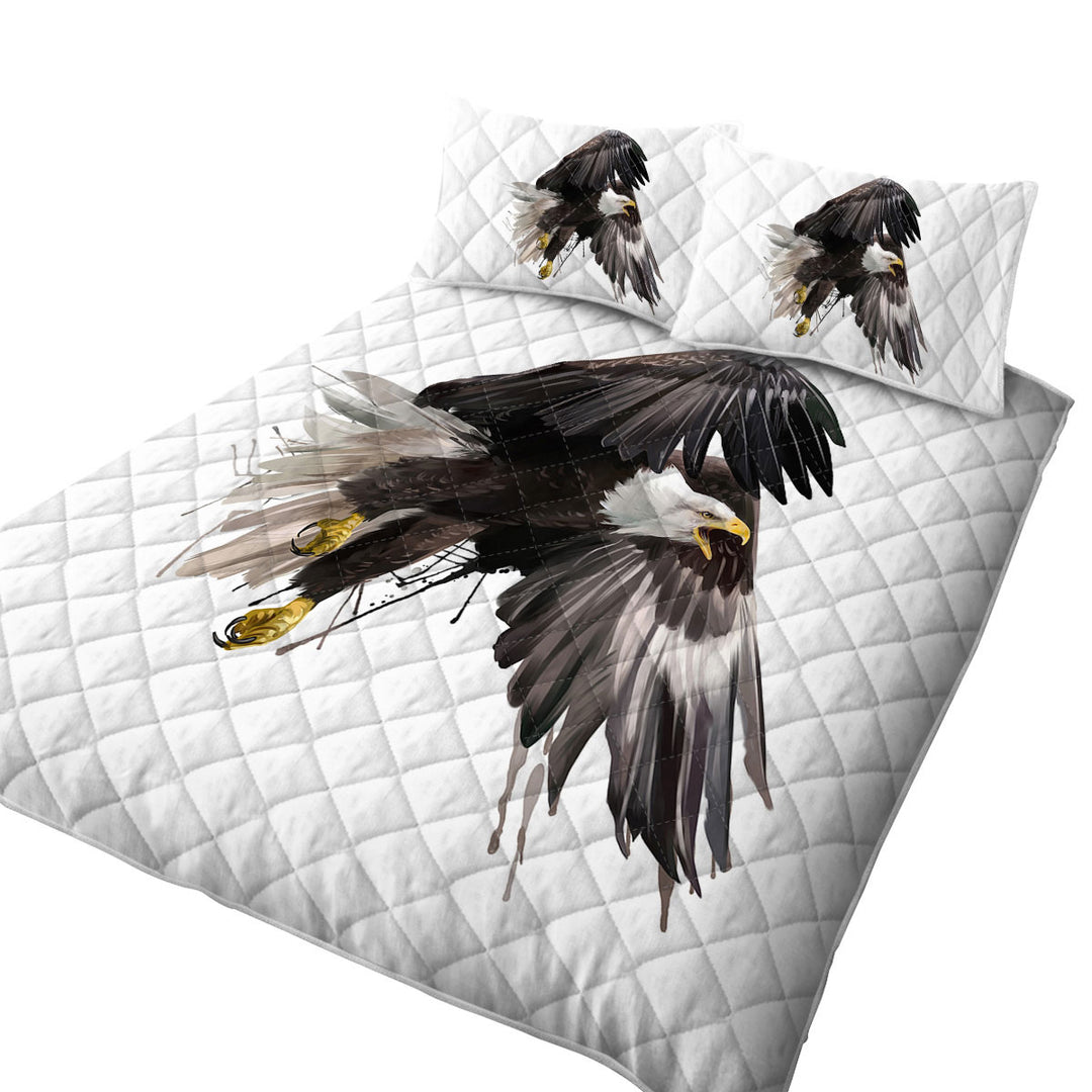 Summer Quilt with Cool Artistic Paint Dripping Strokes Eagle