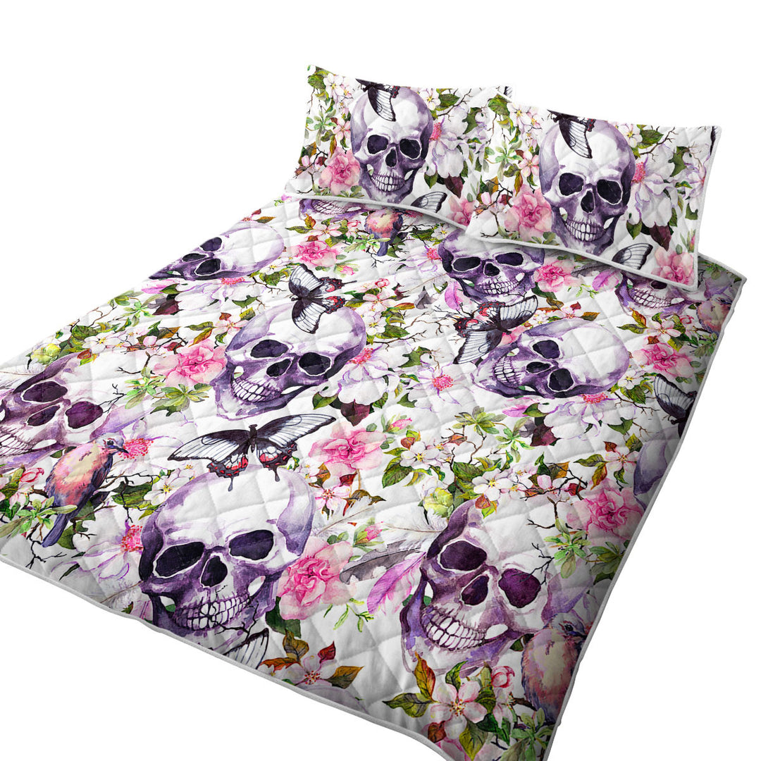 Summer Quilt with Floral Skulls