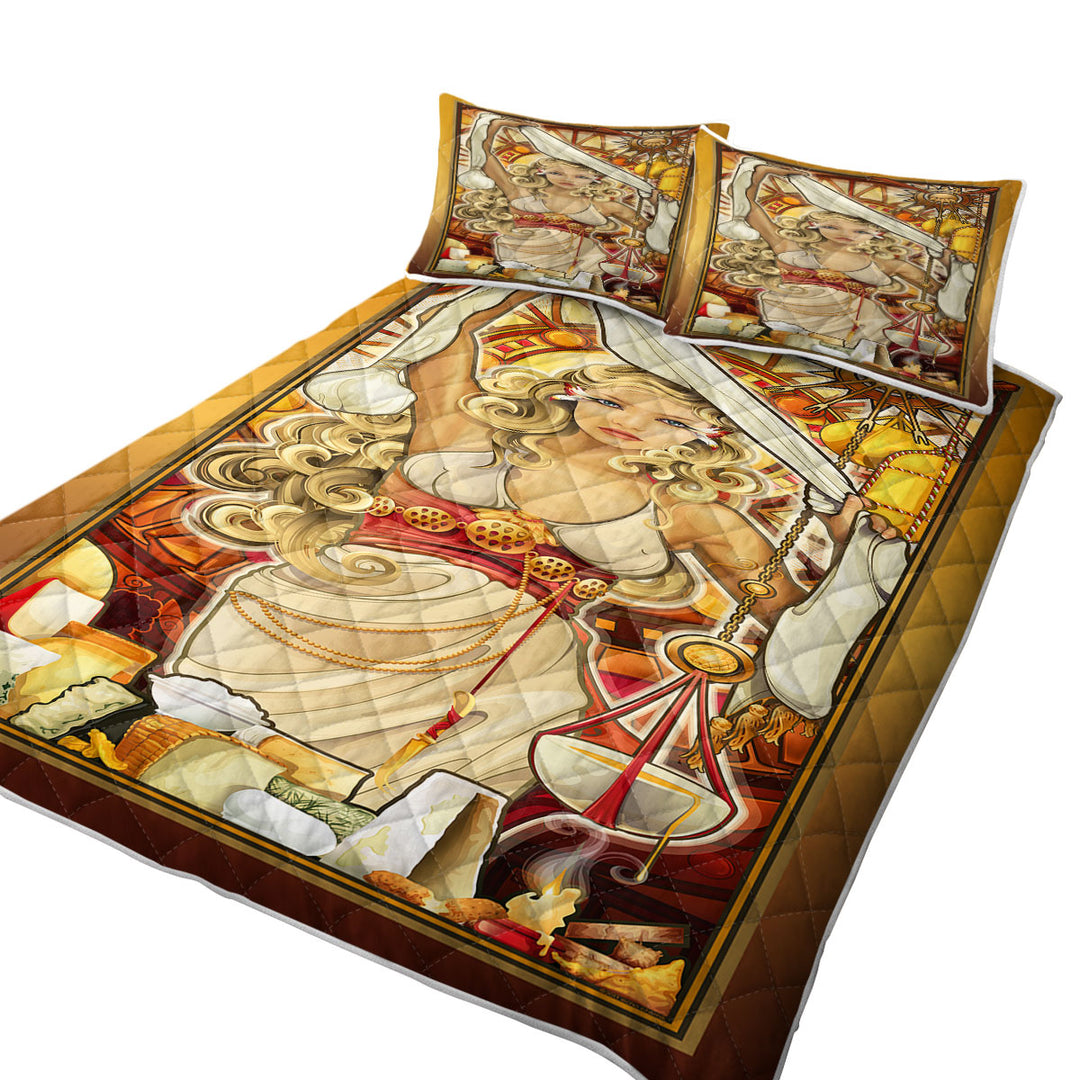 Summer Quilt with Stunning Woman Goddess of Cheese