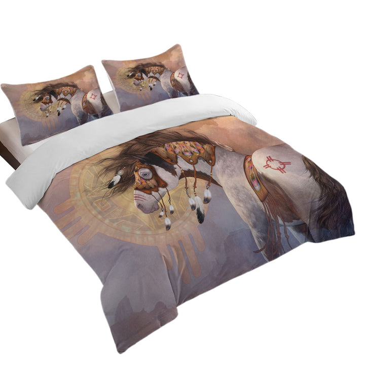 Sun Catcher the Native American Horse Duvet Cover