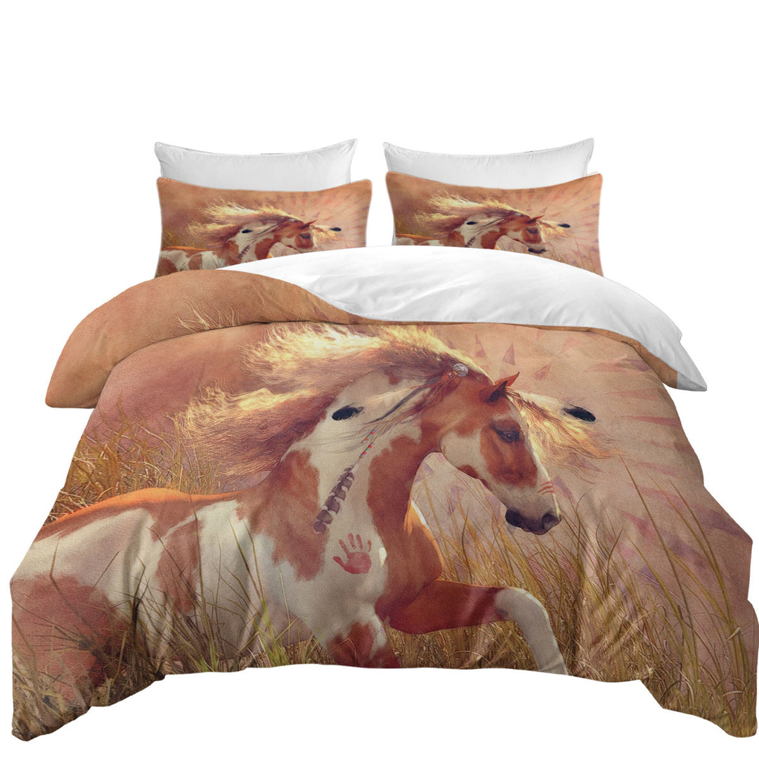 Sun Dancer the Native American Horse Duvet Cover