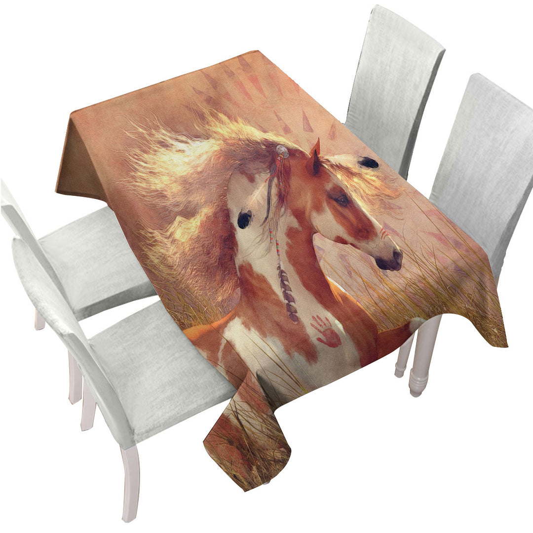 Sun Dancer the Native American Horse Tablecloths