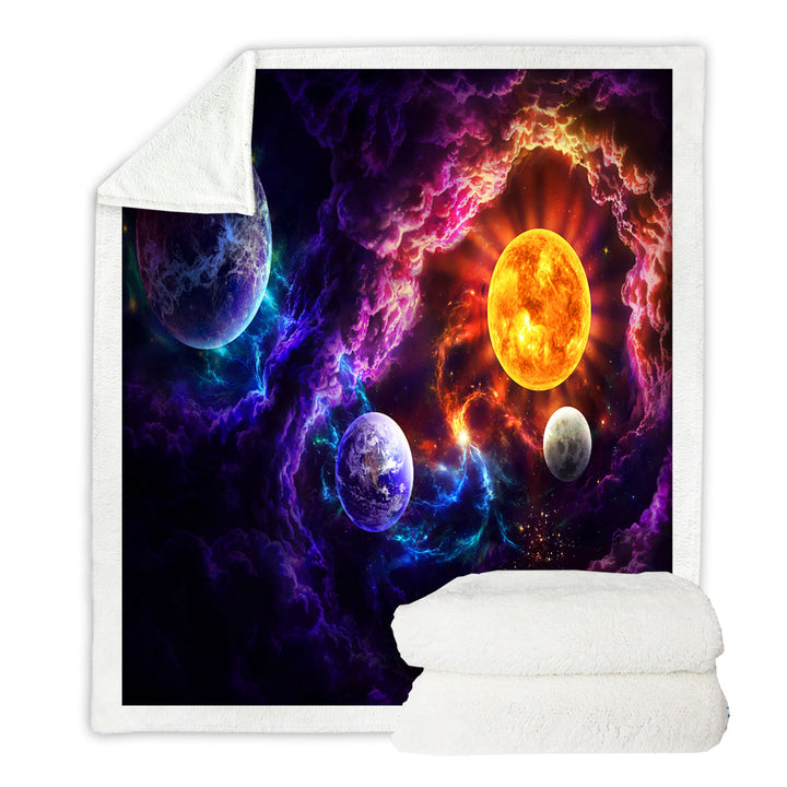 Sun Earth Space Plan of Salvation Fleece Blankets