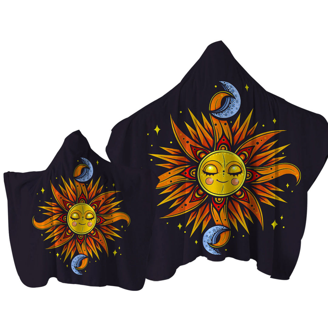 Sun and Moon Hooded Beach Towel