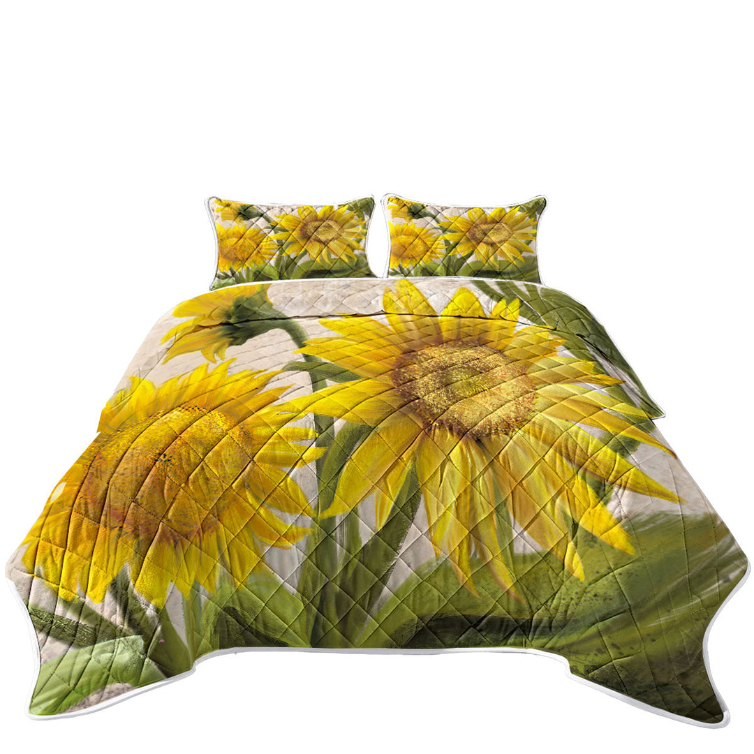 Sunflowers Art Beautiful Yellow Flowers Coverlet