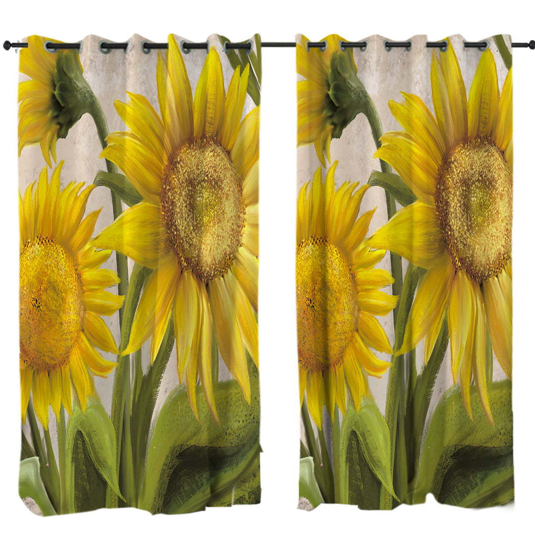 Sunflowers Art Beautiful Yellow Flowers Drapes